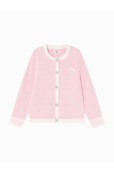 Girls' Contrast Colored Knitted Cardigan