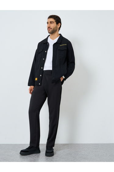 Men Solid Slant Pocket Straight Leg Pants