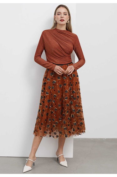 Ruched Long Sleeves Top in Pumpkin Halloween Costumes
