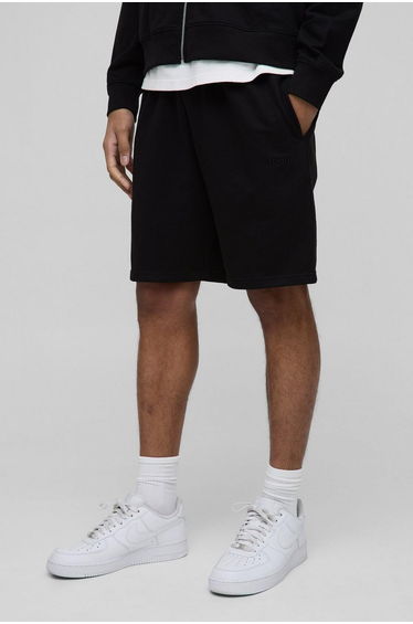 MAN. Relaxed Mid Length Basic Lightweight Shorts - black