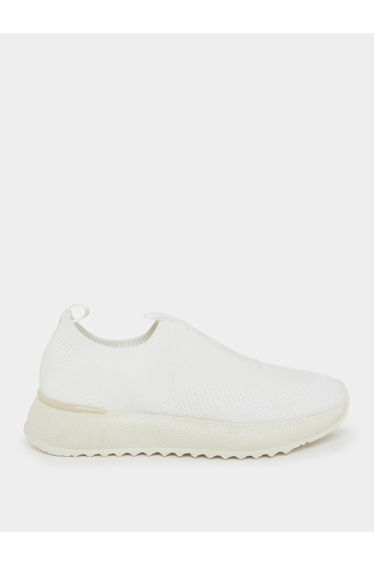 White Textile Slip-On Sneakers
