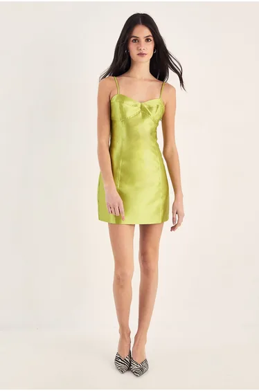 Structured Satin Panelled Strappy Mini Dress