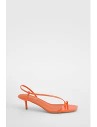 Skinny Strap Square Toe Low Heels - orange - 1