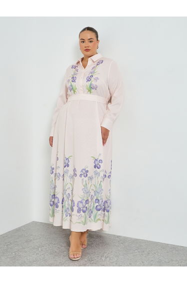 Plus Size Pink Floral Print Maxi Dress