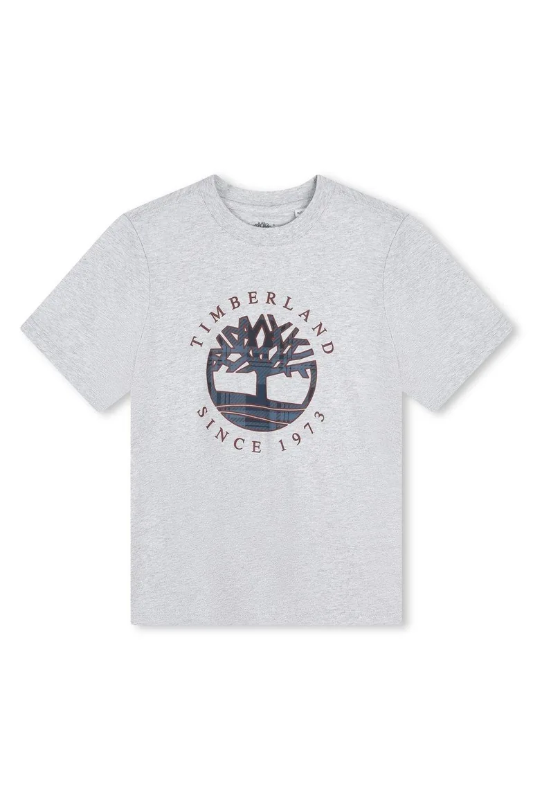 Timberland Boys Large Logo Short Sleeve T-shirt Chine Grey - grey