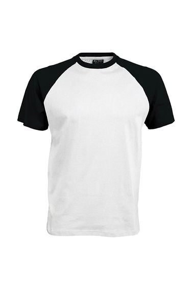 Kariban Mens Short Sleeve Baseball T-Shirt - White/Black