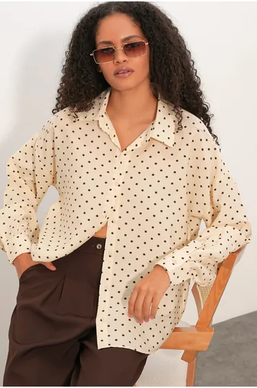BDART Oversized Polka Dot Crepe Shirt