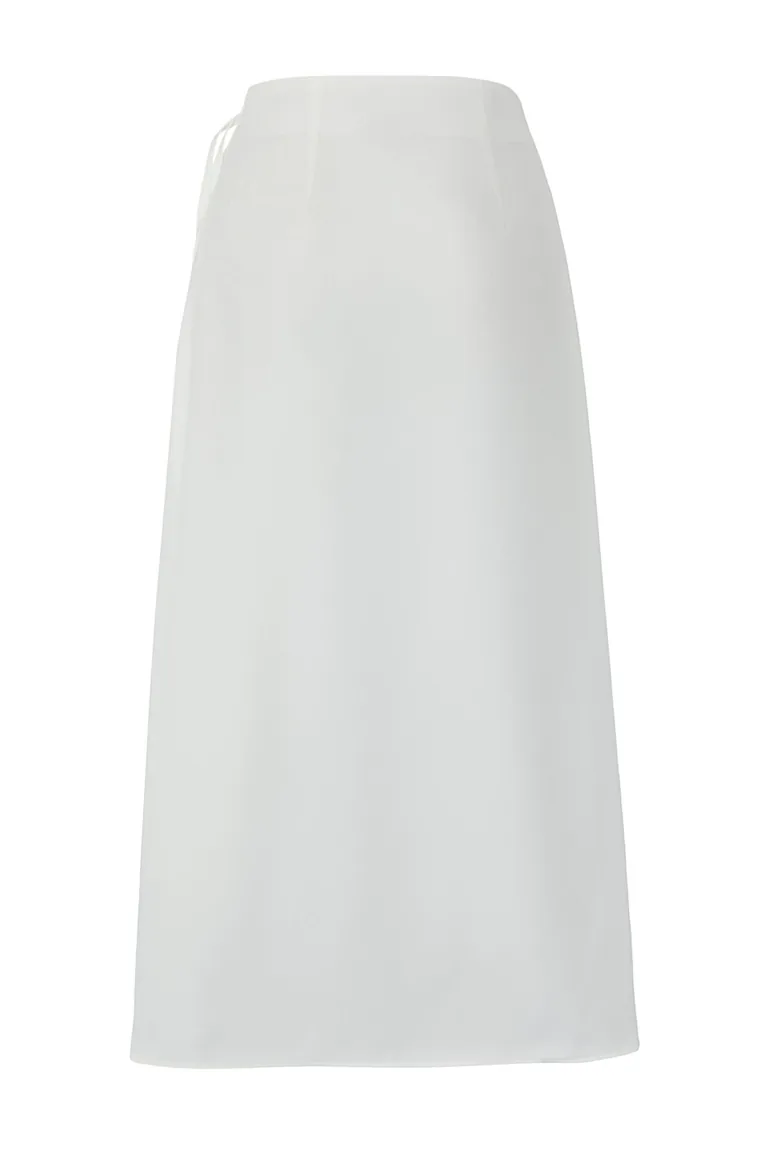 White Pleated Detailed Unlined Woven Skirt - 5