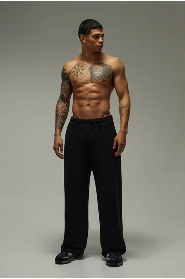 بنطلون رياضي بأرجل عريضة - أسود