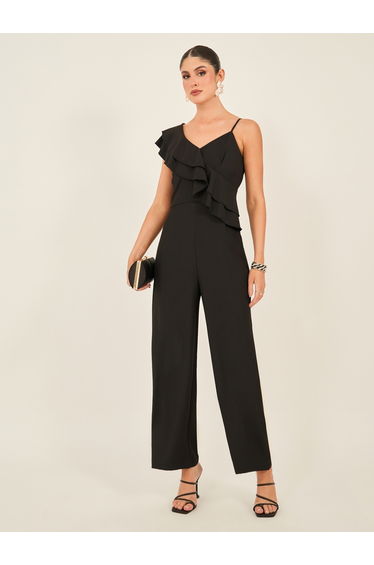 Wide Leg Ruffled Detail Jumpsuit