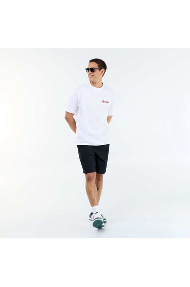 Short-sleeved T-shirt with front & back prints and embroidery WHITE