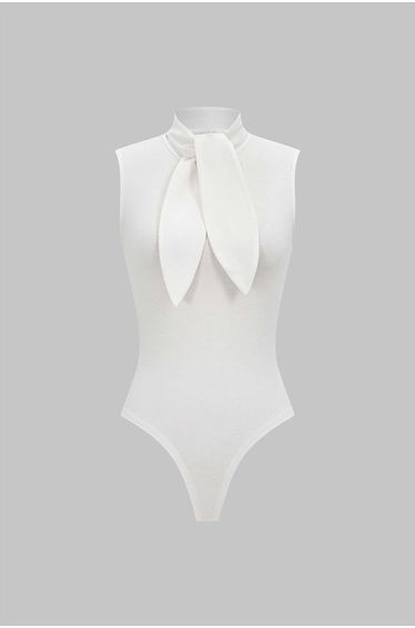 Solid Tie-Up Sleeveless Bodysuit