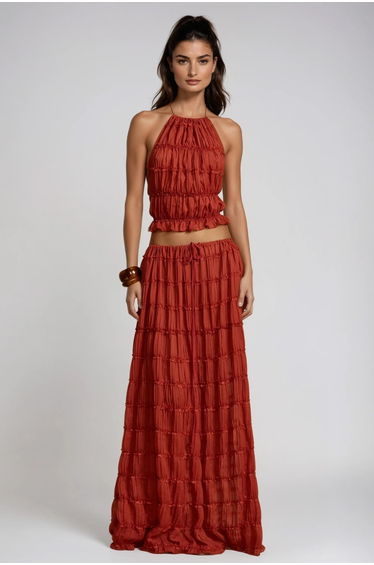 Bernt Ruch Backless Skirt Set In Red