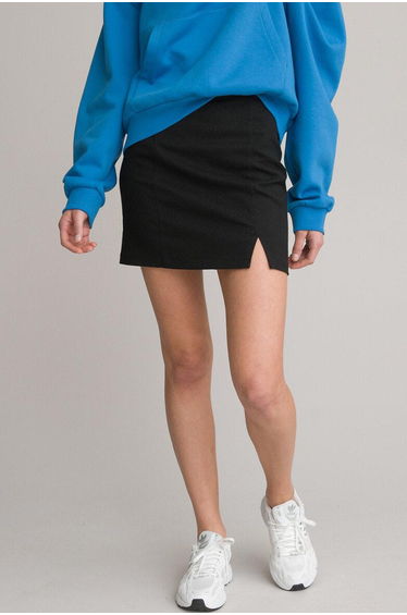 Black Column Mini Skirt