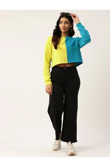 Women Color Block Fleece Sweatshirt