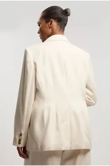 Plus Size Tailored Linen Single Breasted Blazer