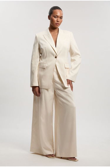 Plus Size Tailored Linen Single Breasted Blazer