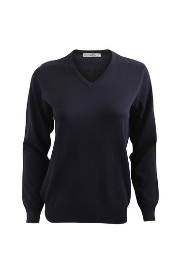Kustom Kit Ladies Arundel Long Sleeve V-Neck Sweater - Navy Blue