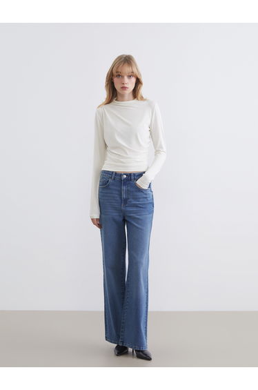 High-Neck Ruched Blouse