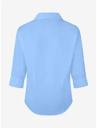 Zeco Girls School Fitted 3/4 Sleeve Non Iron Blouse Twin Pack in Blue - 2