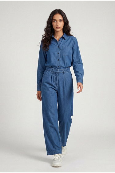 Wide Leg Denim Trousers