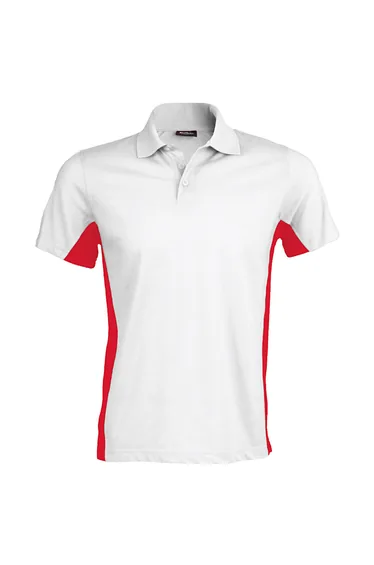 Kariban Mens Short Sleeve Flag Polo Shirt (Dual Colour) - White/Red