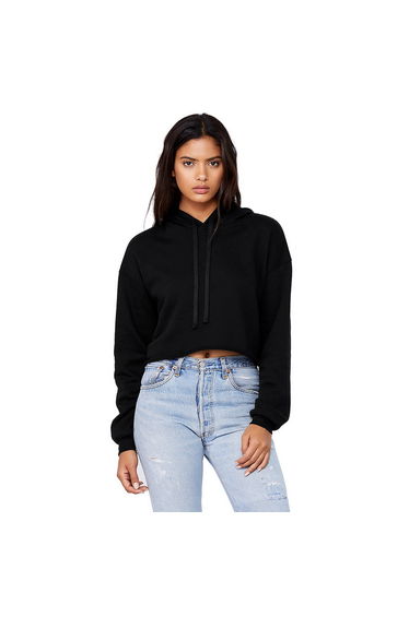 Bella + Canvas Womens/Ladies Cropped Fleece Hoodie - Black
