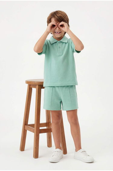 Green Boy's Plain Knitted Bottom - Top Set