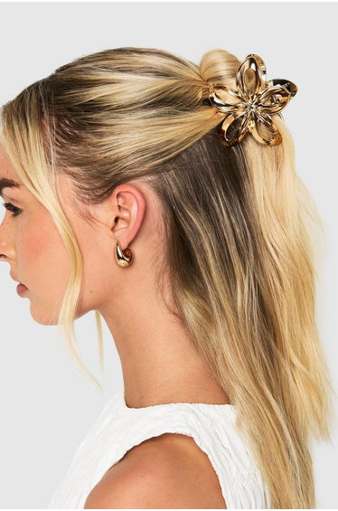 Gold Flower Claw Clip - gold