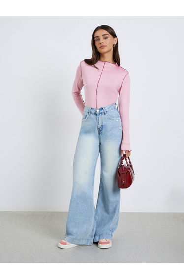 Women Overlock Seam Long Sleeve T-Shirt