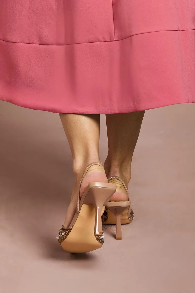 حذاء كعب عالي كوست فاشن باللون البيج - 3