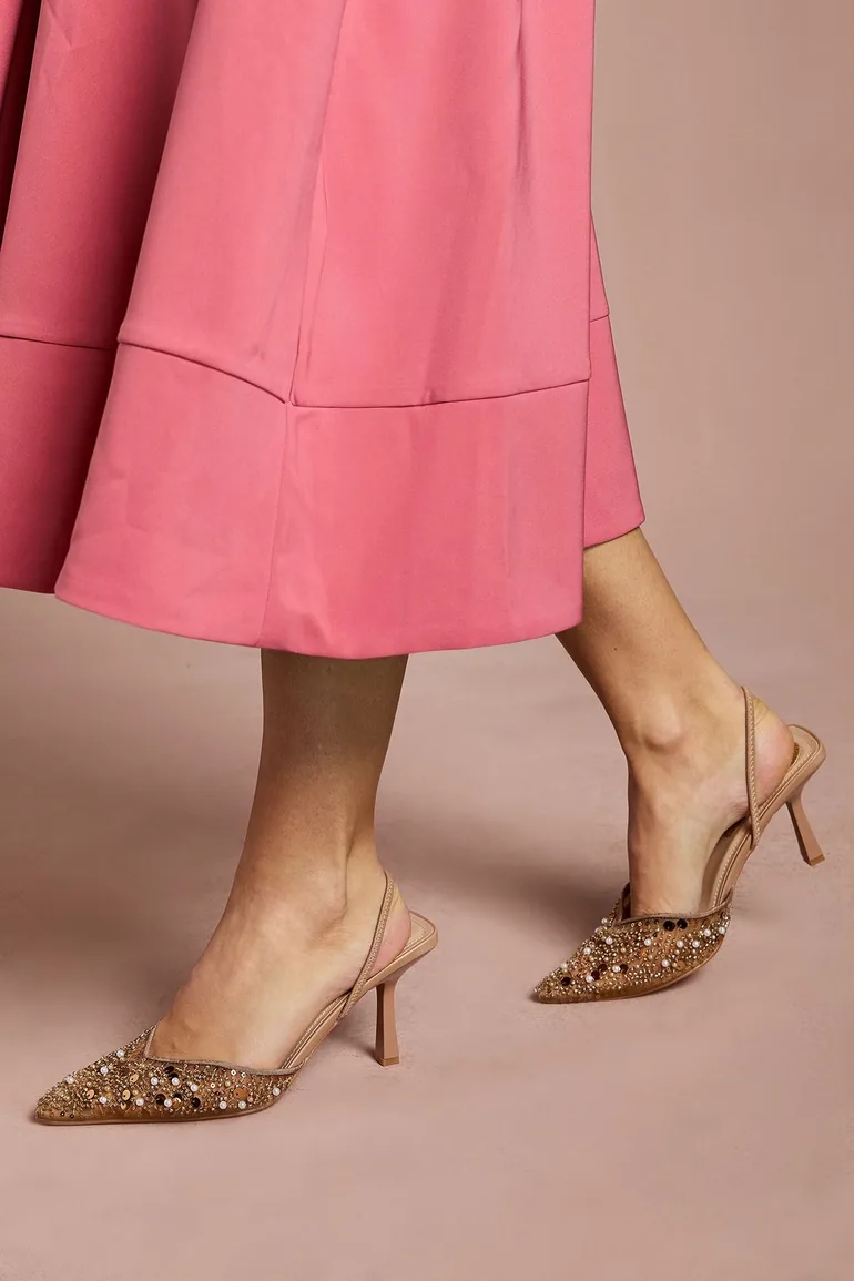 حذاء كعب عالي كوست فاشن باللون البيج - 1