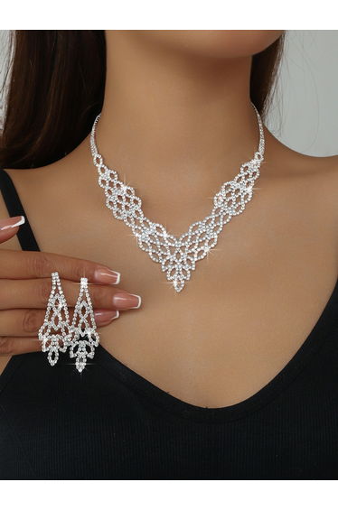 2-Piece Embellished Necklace And Earrings Jewelry Set