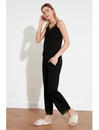 Pajama Set - Black - Plain - 2