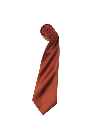 Premier Mens Plain Satin Tie (Narrow Blade) - Chestnut