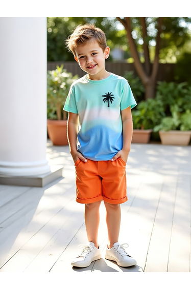 Kids 2pcs Multicolor Printed T-Shirt and Shorts Set