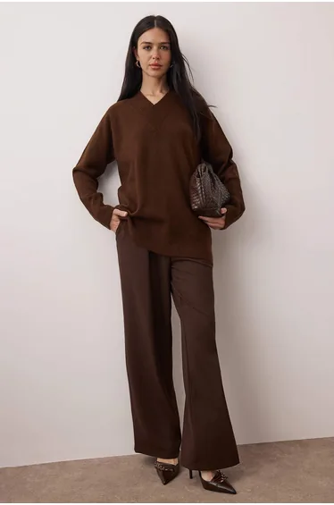 Brown plain single plate knitwear
