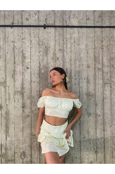 Quinn Co-ord Tiered Ruffle Mini-Skirt - Yellow