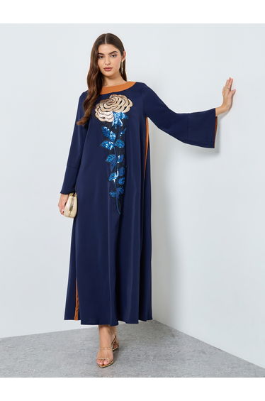 Sequin Embellished Long Sleeve Jalabiya