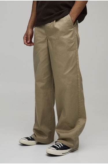 Wide Fit Pleat Front Work 365 Trouser - sand