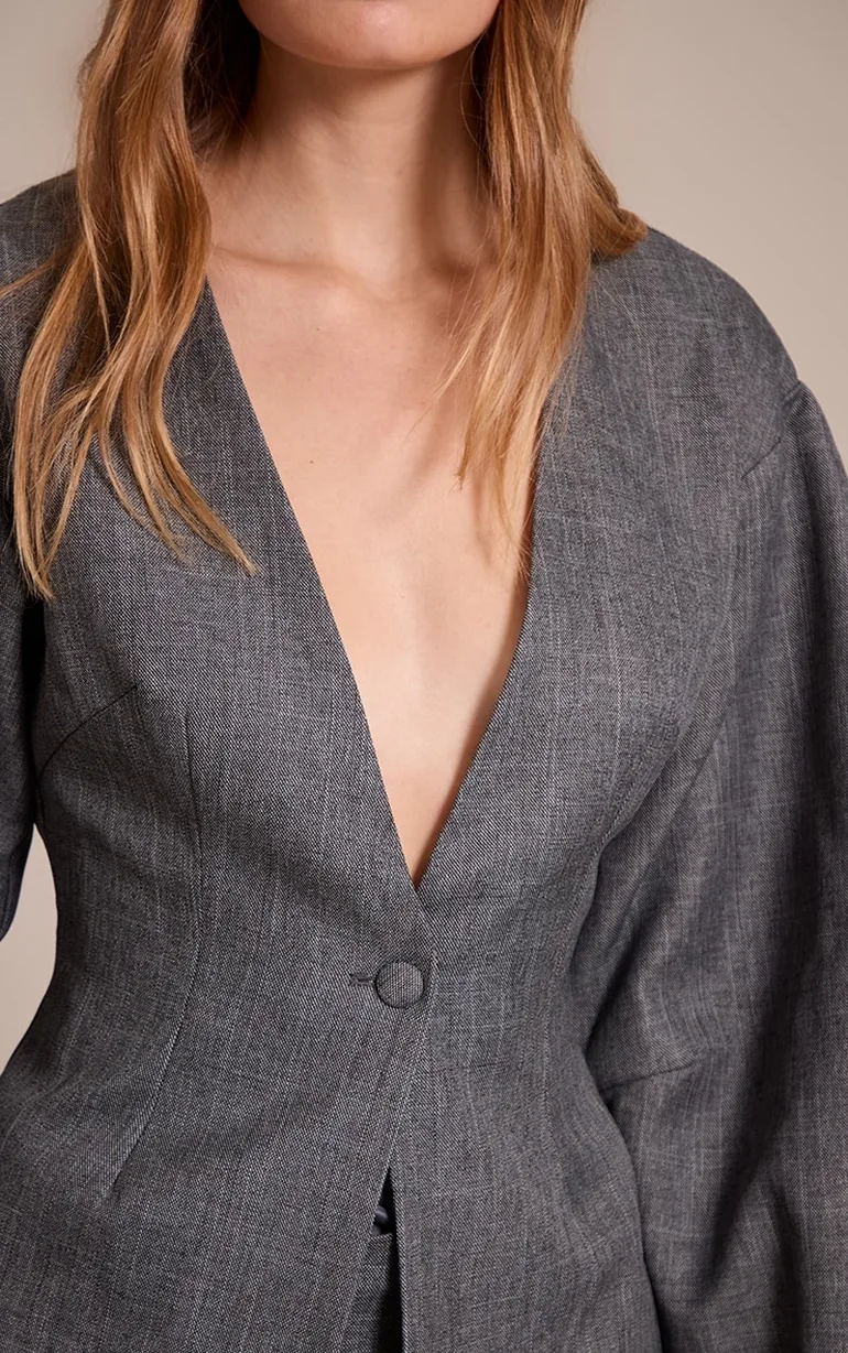 بليزر بأكمام - رمادي - 3