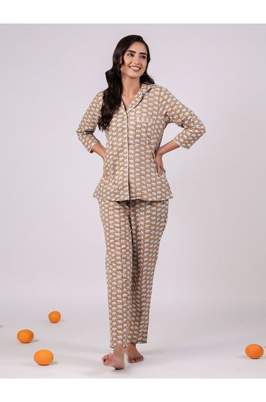All Over Print Cotton Shirt and Pyjama Set
