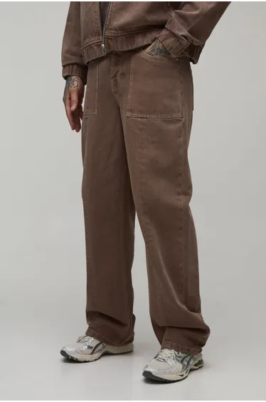 Tall Tinted Washed Relaxed Fit Jeans - brown