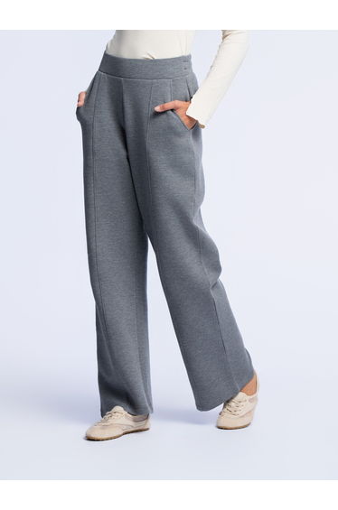 Wide Leg Joggers - GREY MELANGE