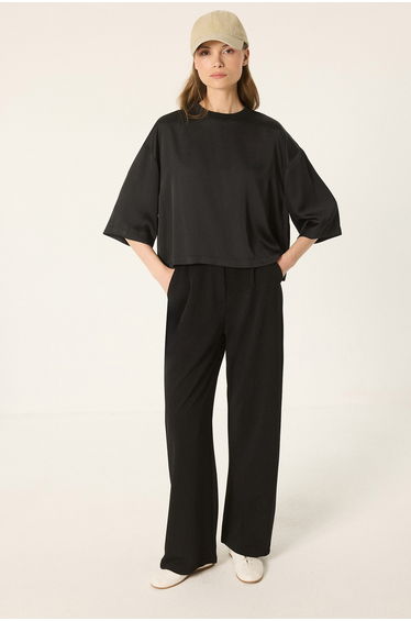 HIGH WAISTED CREPE PANTS