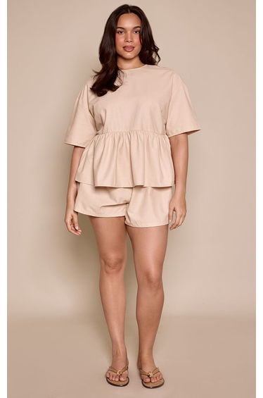 Plus Oatmeal Textured Woven Shorts