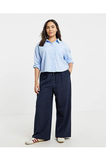 Simply Be Pinstripe Wide Leg Trousers
