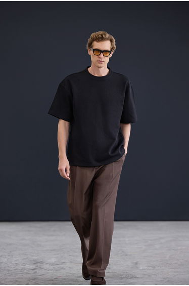 Trendyol studio black oversize thick t-shirt