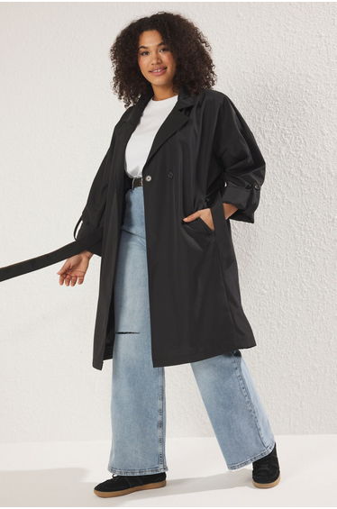 Black Long Oversize Plus Size Trench Coat