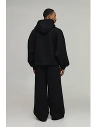 Batwing Zip Through Scuba Hoodie - black - 1